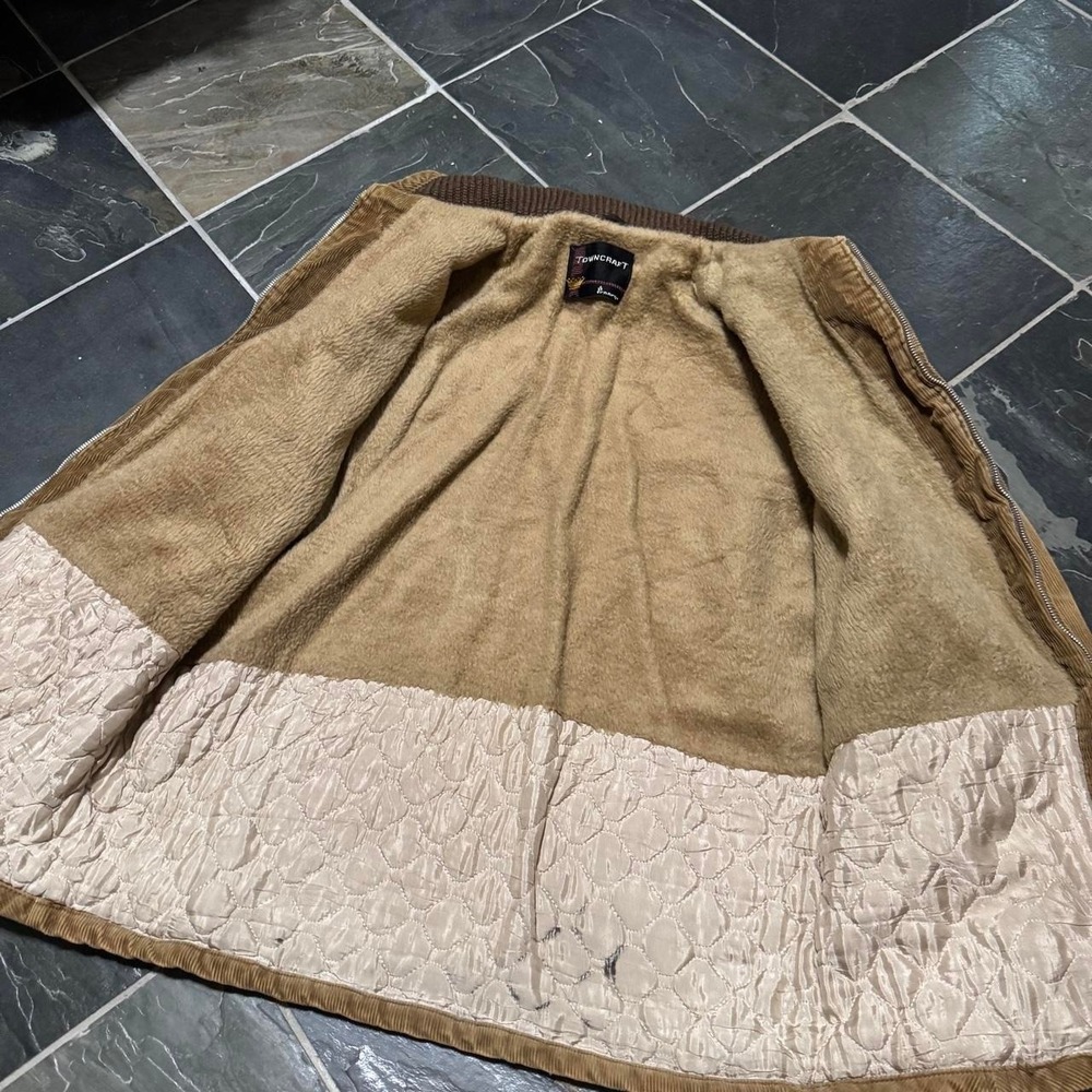 VINTAGE 60s Pennys Towncraft brown Corduroy Sherpa Jacket - Large - Picture 4 of 8